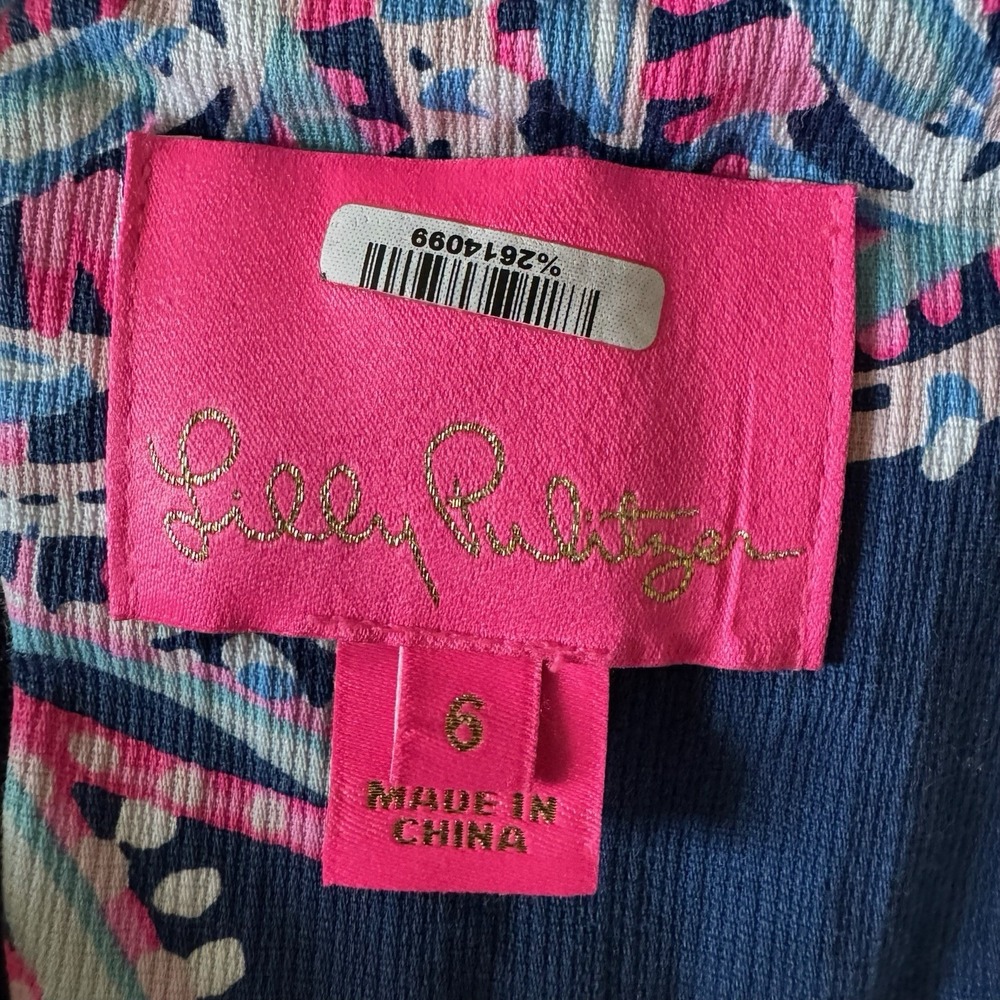 Lilly Pulitzer Makayla Stretch Shift Dress 6 Oyster Bay Blue Miss Shell Crochet - Picture 7 of 15